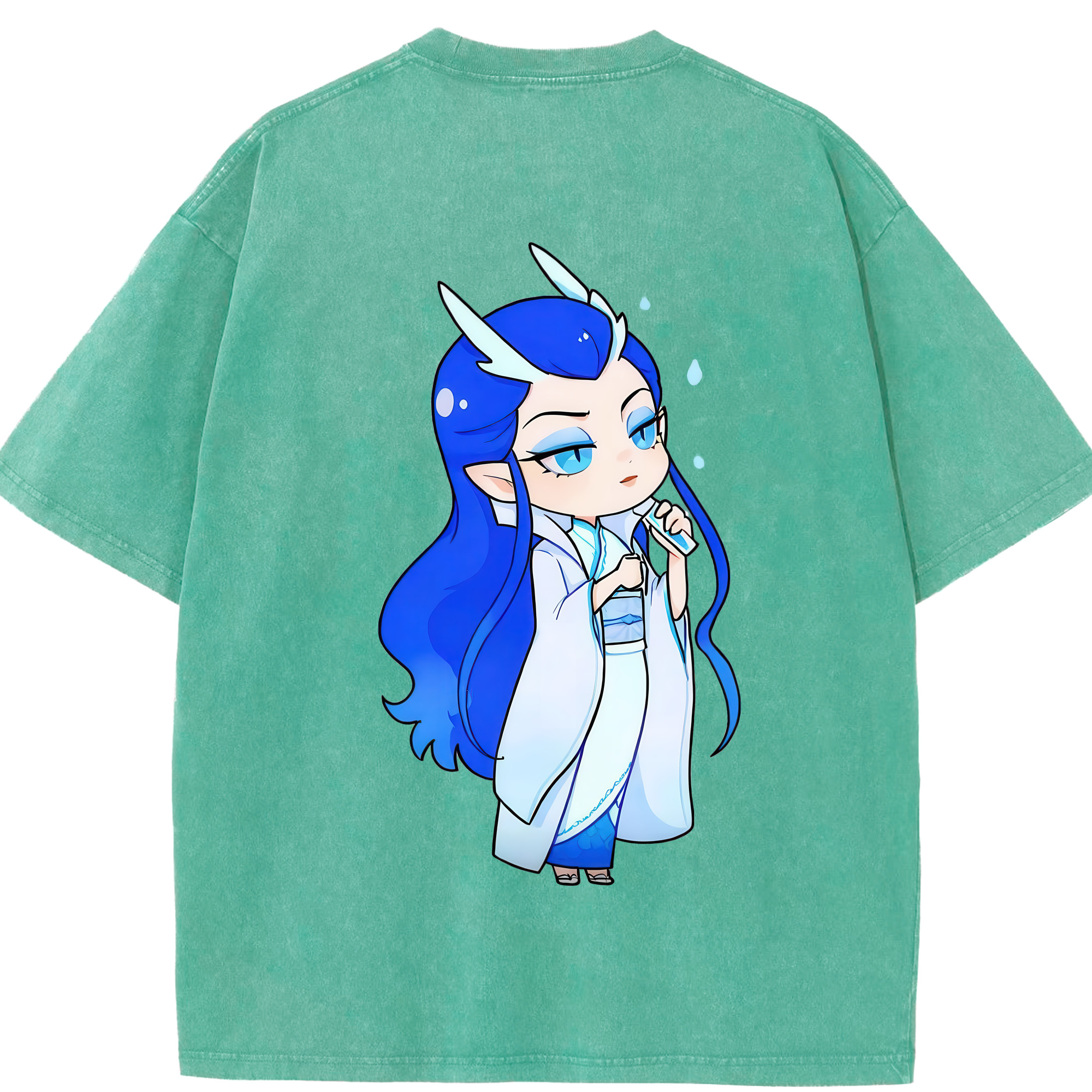 （画像用） Ne Zha 2 ナタ 魔童の大暴れ 綿100% ヴィンテージ風 半袖Tシャツ（背面プリント）